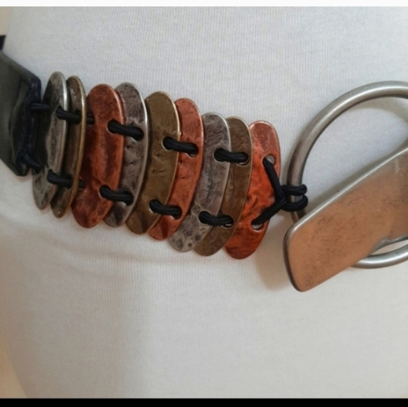 Chicos Black Leather Boho Rare Buckle Hook Belt Small - Picture 7 of 8